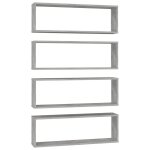 Vidaxl tagres cube murales 4 pcs gris bton 80x15x26, 5 cm agglomr