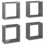 Vidaxl tagres cube murales 4 pcs gris brillant 30x15x30 cm