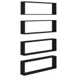 Vidaxl tagres cube murales 4 pcs noir 100x15x30 cm agglomr