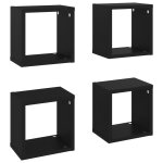 Vidaxl tagres cube murales 4 pcs noir 22x15x22 cm
