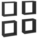 Vidaxl tagres cube murales 4 pcs noir 30x15x30 cm