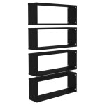 Vidaxl tagres cube murales 4 pcs noir 60x15x23 cm agglomr