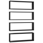 Vidaxl tagres cube murales 4 pcs noir 80x15x26, 5 cm agglomr