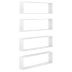 Vidaxl tagres cube murales 4pcs blanc brillant 100x15x30cm agglomr