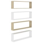 Vidaxl �tag�res cube murales 4pcs blanc et ch�ne 100x15x30cm agglom�r�