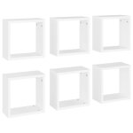 Vidaxl tagres cube murales 6 pcs blanc 30x15x30 cm
