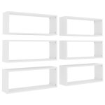 Vidaxl tagres cube murales 6 pcs blanc 60x15x23 cm agglomr