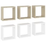 Vidaxl tagres cube murales 6 pcs blanc et chne sonoma 30x15x30 cm
