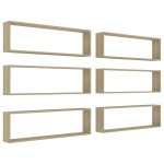 Vidaxl tagres cube murales 6 pcs chne sonoma 100x15x30 cm agglomr