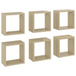 Vidaxl tagres cube murales 6 pcs chne sonoma 26x15x26 cm