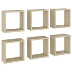 Vidaxl tagres cube murales 6 pcs chne sonoma 30x15x30 cm