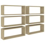 Vidaxl tagres cube murales 6 pcs chne sonoma 60x15x23 cm agglomr