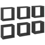 Vidaxl tagres cube murales 6 pcs gris 26x15x26 cm
