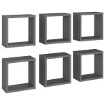 Vidaxl tagres cube murales 6 pcs gris 30x15x30 cm