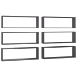 Vidaxl �tag�res cube murales 6 pcs gris 80x15x26, 5 cm agglom�r�
