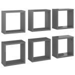 Vidaxl tagres cube murales 6 pcs gris brillant 30x15x30 cm