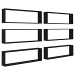 Vidaxl tagres cube murales 6 pcs noir 100x15x30 cm agglomr
