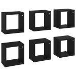 Vidaxl tagres cube murales 6 pcs noir 22x15x22 cm