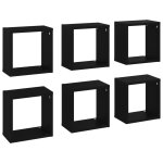 Vidaxl tagres cube murales 6 pcs noir 26x15x26 cm