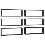 Vidaxl �tag�res cube murales 6 pcs noir 80x15x26, 5 cm agglom�r�
