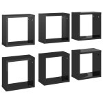 Vidaxl tagres cube murales 6 pcs noir brillant 30x15x30 cm