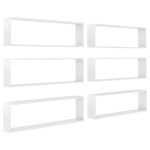Vidaxl �tag�res cube murales 6pcs blanc brillant 100x15x30cm agglom�r�