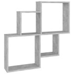 Vidaxl �tag�re cube murale gris b�ton 80x15x78, 5 cm agglom�r�