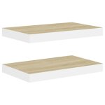 Vidaxl tagres flottantes 2 pcs chne et blanc 50x23x3, 8 cm mdf