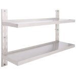Vidaxl Étagère murale à 2 niveaux acier inoxydable 120x30 cm Vidaxl Étagère murale à 2 niveaux acier inoxydable 120x30 cm