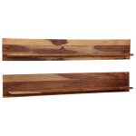 Vidaxl tagres murales 2 pcs 169 x 26 x 20 cm bois de sesham massif