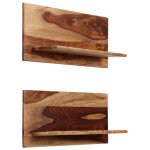 Vidaxl tagres murales 2 pcs 58 x 26 x 20 cm bois de sesham massif