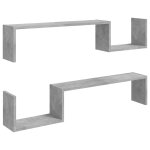 Vidaxl �tag�res murales 2 pcs gris b�ton 100x15x20 cm agglom�r�