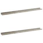 Vidaxl �tag�res murales 2 pcs gris b�ton 100x9x3 cm
