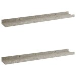 Vidaxl �tag�res murales 2 pcs gris b�ton 60x9x3 cm