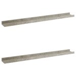 Vidaxl �tag�res murales 2 pcs gris b�ton 80x9x3 cm