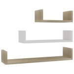Vidaxl tagres murales 3 pcs blanc et chne sonoma agglomr
