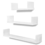 Vidaxl tagres murales 3 pcs forme de u mdf blanc