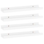 Vidaxl tagres murales 4 pcs blanc brillant 40x9x3 cm