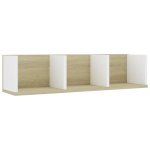Vidaxl tagre murale  cd blanc et chne sonoma 75x18x18 cm agglomr