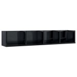 Vidaxl tagre murale  cd noir brillant 100x18x18 cm agglomr