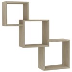 Vidaxl �tag�res murales cubiques ch�ne sonoma 84, 5x15x27 cm agglom�r�