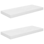 Vidaxl �tag�re murale flottante 2 pcs blanc brillant 60x23, 5x3, 8cm mdf