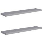 Vidaxl tagres murales flottantes 2 pcs gris 120x23, 5x3, 8 cm mdf