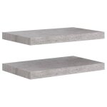 Vidaxl tagres murales flottantes 2 pcs gris bton 50x23x3, 8 cm mdf