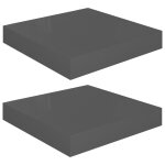 Vidaxl �tag�re murale flottante 2 pcs gris brillant 23x23, 5x3, 8 cm mdf