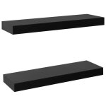 Vidaxl tagres murales flottantes 2 pcs noir 40x20x3, 8 cm