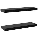 Vidaxl tagres murales flottantes 2 pcs noir 60x20x3, 8 cm