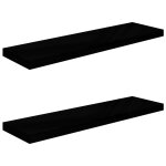 Vidaxl tagre murale flottante 2 pcs noir brillant 90x23, 5x3, 8 cm mdf