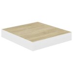 Vidaxl tagre murale flottante chne et blanc 23x23, 5x3, 8 cm mdf