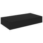Vidaxl Étagère murale flottante avec tiroir noir 48x25x8 cm Vidaxl Étagère murale flottante avec tiroir noir 48x25x8 cm